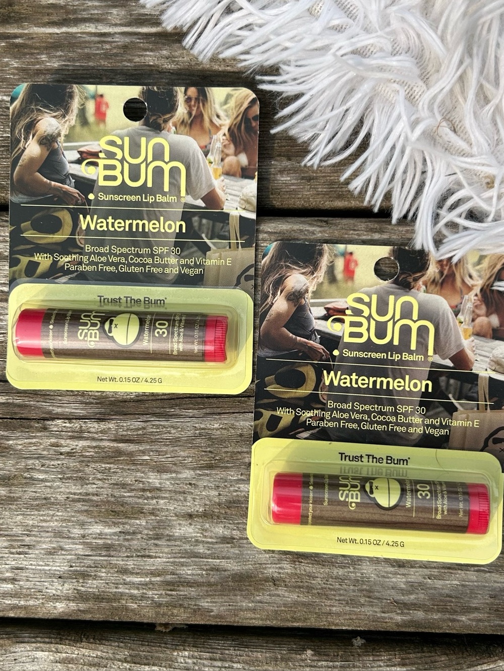 🩶5/$30 Sun Bum SPF 30 Watermelon Lip Balm Set of 2 NEW